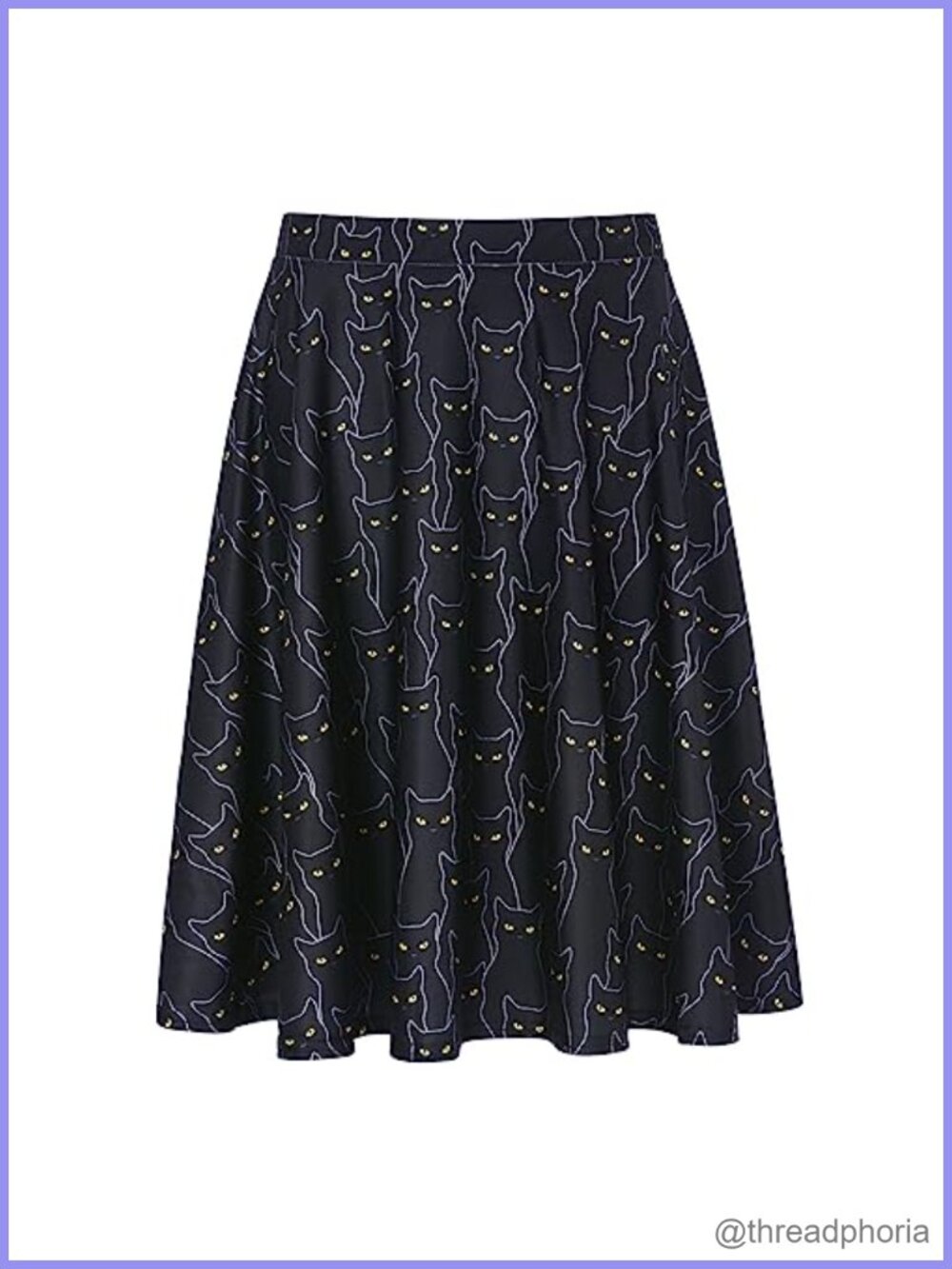 Midi Skirt Skater Skirt Knee Length High Waist A-Line Stretchy